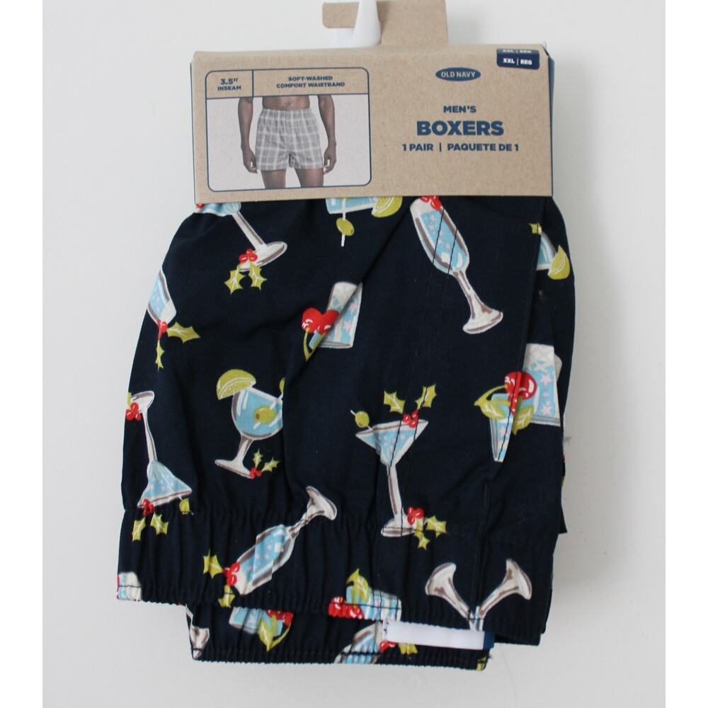 Old Navy Mens Printed Boxer Shorts Holiday Glitz Blue Size XXL NWT